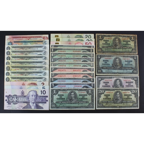 548 - Canada (29), collection with dates ranging from 1937 to 1991 including 5 Dollars 1954 with 'Devil's ... 