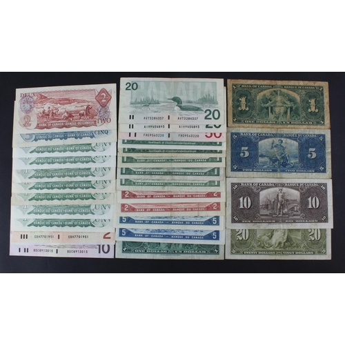 548 - Canada (29), collection with dates ranging from 1937 to 1991 including 5 Dollars 1954 with 'Devil's ... 