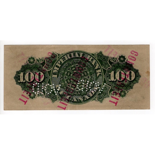 549 - Canada 100 Dollars Imperial Bank counterfeit dated 2nd January 1917, plate A serial No.53682 (PickS1... 