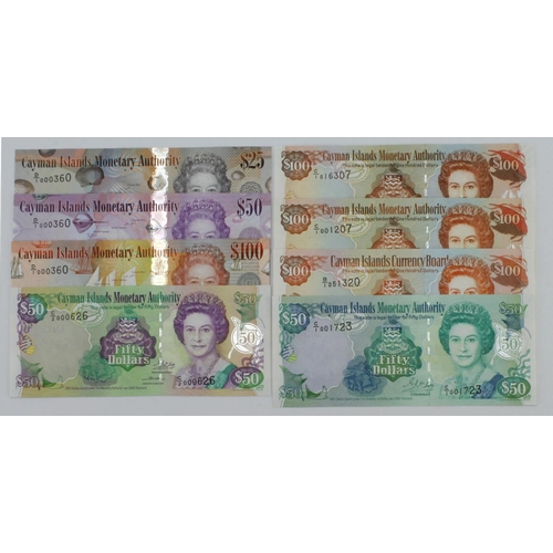 553 - Cayman Islands (8), 100 Dollars dated 1996 serial B/1 251320 (TBB B120a, Pick20), 100 Dollars dated ... 