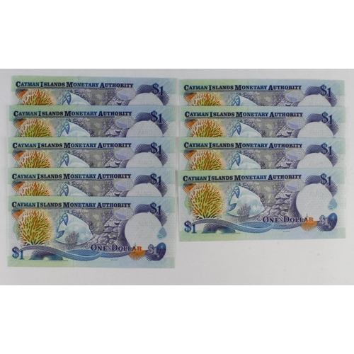 554 - Cayman Islands 1 Dollar REPLACEMENT notes (9) dated 2006, including a consecutively numbered pair, a... 