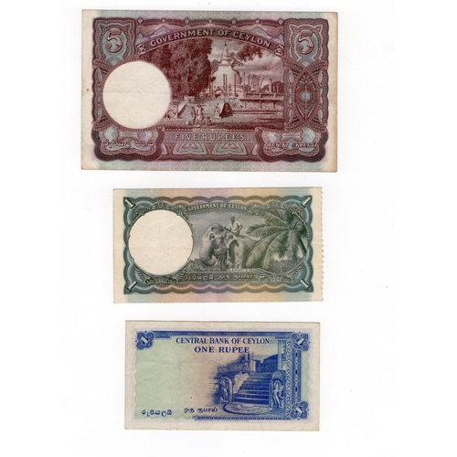 558 - Ceylon (3), a group of King George VI notes, 5 Rupees dated 19th September 1942, 1 Rupee dated 1st F... 