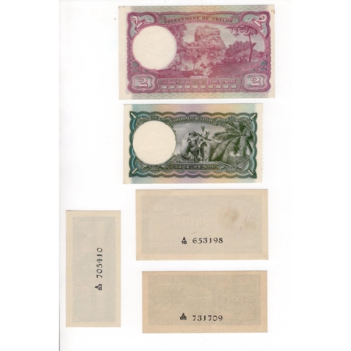 560 - Ceylon (5), a group of King George VI notes, 2 Rupees dated 4th August 1943, original EF, 1 Rupee da... 