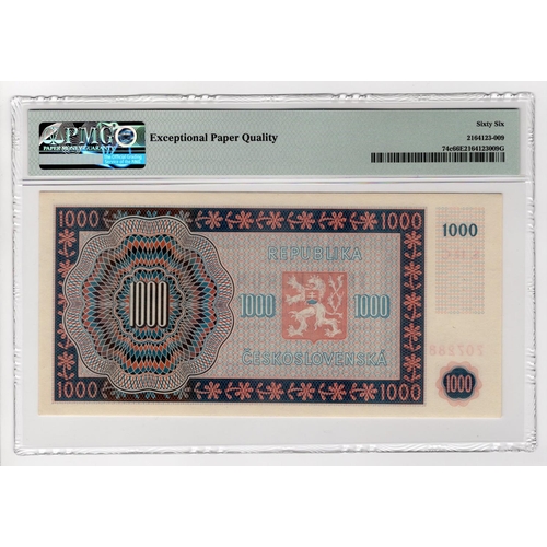 590 - Czechoslovakia 1000 Korun dated 16th May 1945, serial S. 12C 707288 (TBB B209c, Pick74c) in PMG hold... 