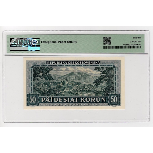 596 - Czechoslovakia 50 Korun dated 3rd July 1948, SPECIMEN note with 3 dots perforation, serial A15 00183... 