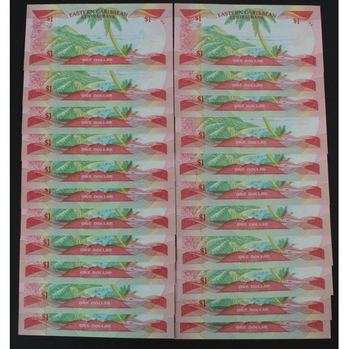 614 - East Caribbean 1 Dollar (22) issued 1985 - 1988 Anguilla, overprint U in circle at left, in consecut... 