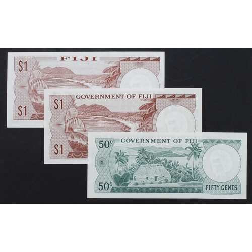 632 - Fiji (3), Interim Currency Board 1 Dollar & 50 Cents issued 1971 signed Wesley Barrett & C.A. Stinso... 