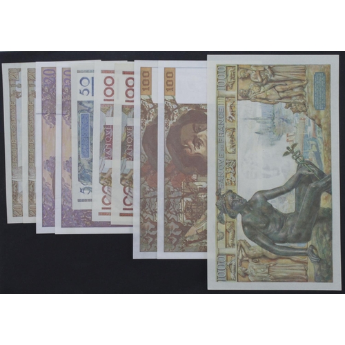 634 - France (11), a high grade group, 1000 Francs dated 27th May 1943, serial Z.5968 731 (Pick102), 100 F... 