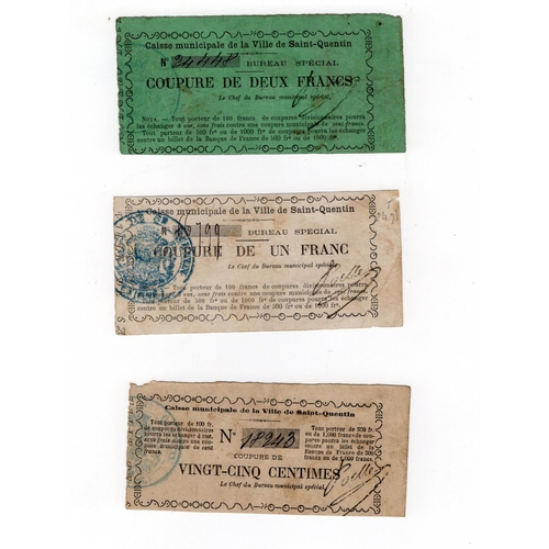 640 - France (3), Emergency Issue during Franco-Prussian war 1870 - 1871, Coupure de 25 Centimes, 1 Franc ... 