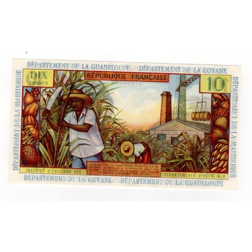 650 - French Antilles 10 Francs issued 1964, signed Postel-Vinay and Clappier, serial Y.7 59883 (TBB B108b... 