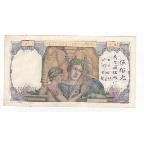 664 - French Indochina 500 Piastres issued 1939, signed Macel Borduge & Paul Baudouin, serial W.8 410 (TBB... 