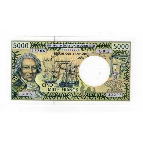 665 - French Pacific Territories 5000 Francs issued 1996, serial G.015 42206 (TBB B103i, Pick3i) Uncircula... 