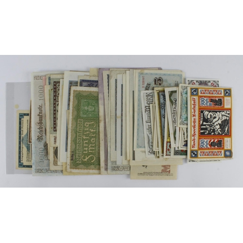 673 - Germany (100), a large collection including 2 x Silk notgeld, Prisoner of War, Armed Forces stamp mo... 