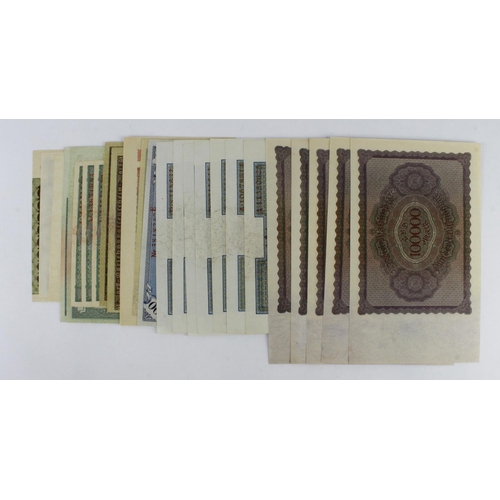 676 - Germany (30), a high grade group, 100000 Mark 1923 (5), 100 Mark 1920 (8), 100 Mark 1908 (2), 20000 ... 