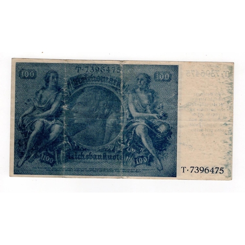 685 - Germany 100 Reichsmark dated 1935, 1945 Emergency re-issue against the contingency of invasion by Al... 