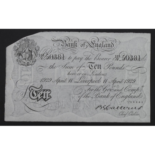 69 - Catterns 10 Pounds (B229e) dated 27th April 1932, very rare LIVERPOOL branch note, serial 115/V 5038... 