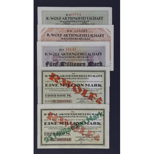 695 - Germany Grossgeld (5) dated 1923, 1 Million Mark, 5 Millionen Mark, 25 Millionen Mark provisonal ove... 