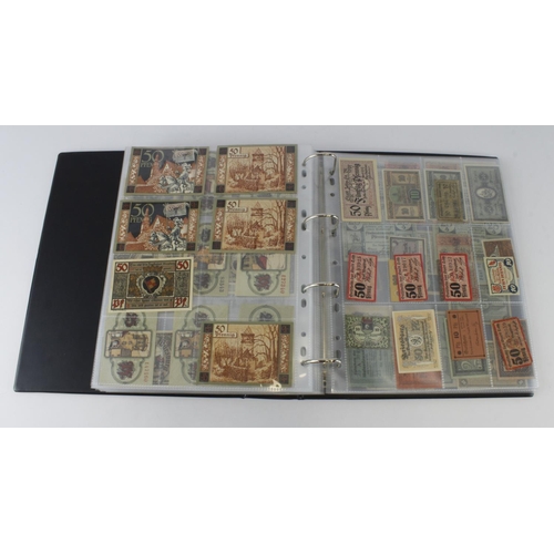 699 - Germany Notgeld (360) in album, a mixed collection of town/city sets and individual notes, date rang... 