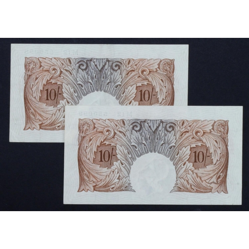 70 - Catterns 10 Shillings (B223) issued 1930 (2), a consecutively numbered pair, serial M12 550098 & M12... 