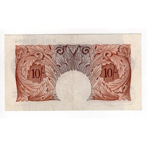 71 - Catterns 10 Shillings (B223) issued 1930, rarer LAST SERIES serial K07 719094 (B223, Pick362b) appro... 