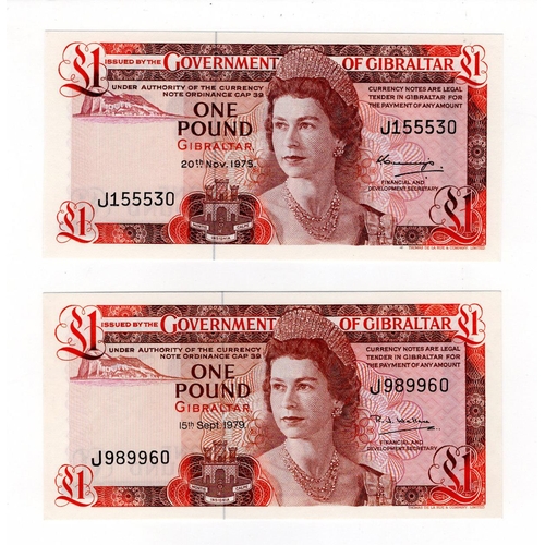 711 - Gibraltar (6), 10 Pounds scarce date 20th November 1975, serial A689325, 5 Pounds dated 4th August 1... 