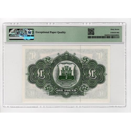 712 - Gibraltar 1 Pound dated 20th November 1971, Rock of Gibraltar at lower centre, serial H270812 (TBB B... 