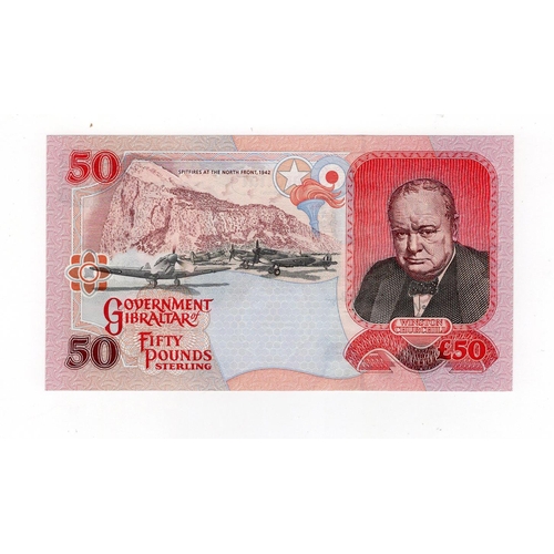 715 - Gibraltar 50 Pounds dated 1st July 1995, Winston Churchill on reverse, serial AA001090 (TBB B126a, P... 