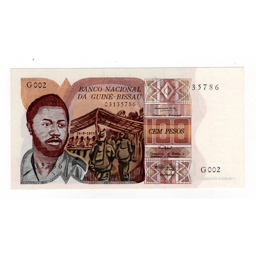 720 - Guinea Bissau 100 Pesos dated 24th September 1975, serial G002 35786 (TBB B102a, Pick2a) Uncirculate... 