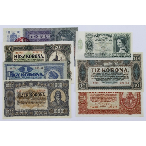 730 - Hungary (7), a group of Uncirculated notes, 2 Pengo dated 1940, 1000 Korona dated 1923, 20 Korona, 1... 