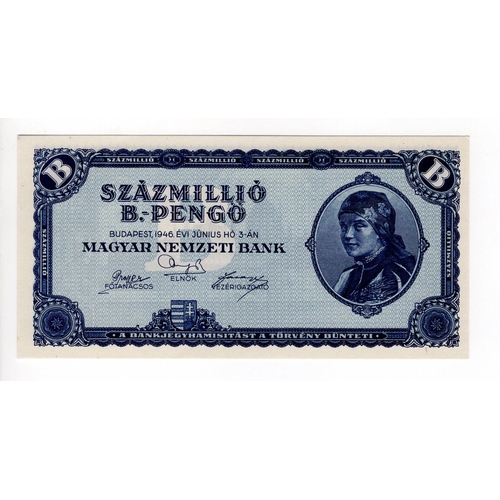 734 - Hungary 100 Million Szazmillio B.-Pengo dated 3rd June 1946, no serial numbers (TBB B545, Pick136) U... 