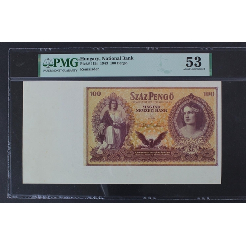 736 - Hungary 100 Pengo dated 24th February 1943, a scarce unissued REMAINDER with no serial number (TBB B... 