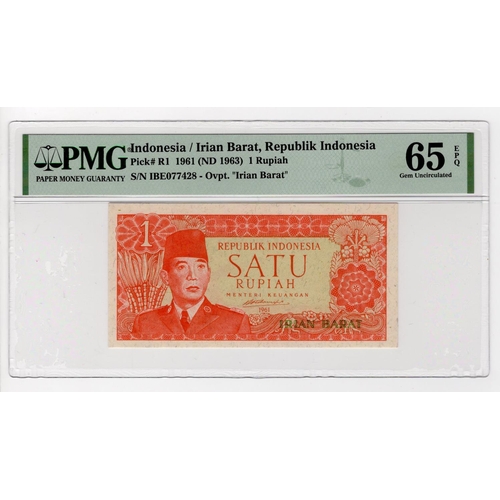 761 - Indonesia 1 Rupiah dated 1960 (issued 1963), Republik Indonesia Irian Barat provisional issue, seria... 