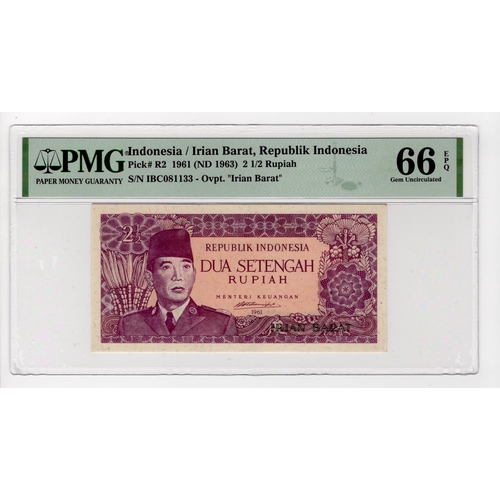 767 - Indonesia 2 1/2 Rupiah dated 1960 (issued 1963), Republik Indonesia Irian Barat provisional issue, s... 