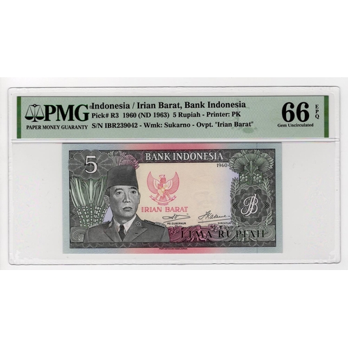 768 - Indonesia 5 Rupiah dated 1960 (issued 1963), Bank Indonesia Irian Barat provisional issue, serial IB... 