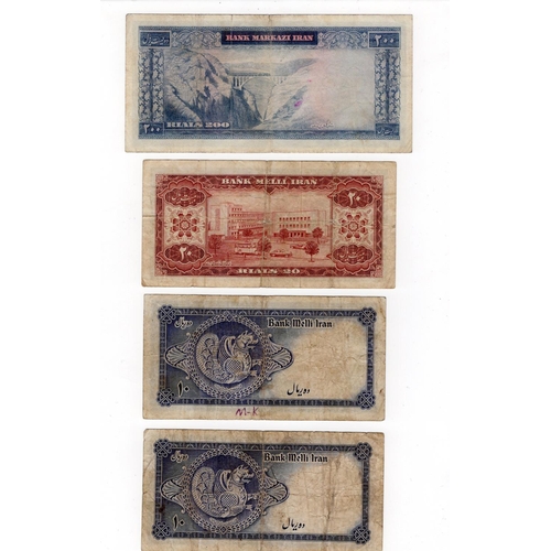 771 - Iran (6), 5 Rials 1938, 5 Rials 1944, 10 Rials 1948 (2), 20 Rials 1954, 200 Rials 1965, VG to Fine