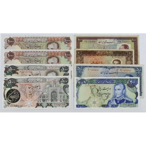 772 - Iran (8), 500 Rials issued 1951, 100 Rials issued 1954, short snorter with signatures on reverse, 20... 