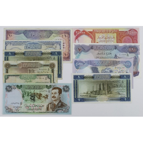 778 - Iraq (10), 1 Dinar issued 1971, 10 Dinars issued 1973, 25000 Dinars and 5000 Dinars dated 2003, 25 D... 