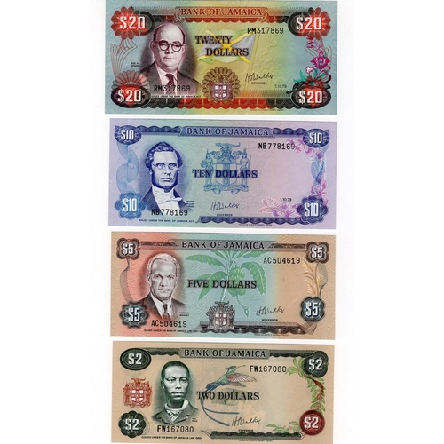 794 - Jamaica (4), 20 Dollars dated 1st October 1979 serial RM317869 (TBB B223b, Pick68a), 10 Dollars date... 