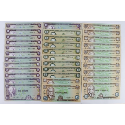 795 - Jamaica (45), 100 Dollars (4) 1987 & 1991, 50 Dollars (2) 1988, 20 Dollars (2) 1985 & 1986, 10 Dolla... 