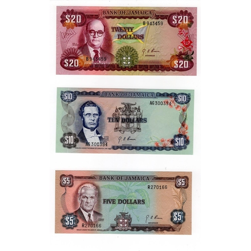 796 - Jamaica (5), 20 Dollars dated Law 1960 (issued 1976), serial B943459 (TBB B218a, Pick63), 10 Dollars... 