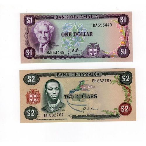 796 - Jamaica (5), 20 Dollars dated Law 1960 (issued 1976), serial B943459 (TBB B218a, Pick63), 10 Dollars... 