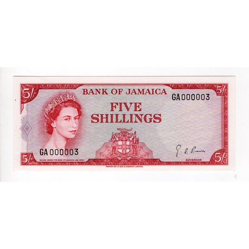 800 - Jamaica 5 Shillings Law 1960 issued 1964, Queen Elizabeth II portrait, signed G.A. Brown, an EXCEPTI... 