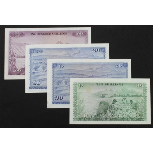 805 - Kenya (4), 20 Shillings dated 1st July 1968 serial A/25 980281 (TBB B103c, Pick3c), 10 Shillings dat... 