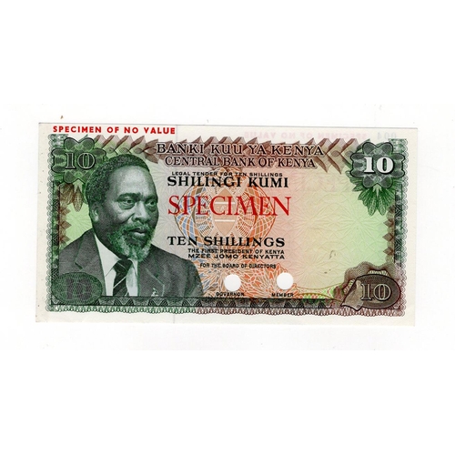 806 - Kenya Central Bank 10 Shillings not dated, SPECIMEN note without serial number or signatures, horizo... 