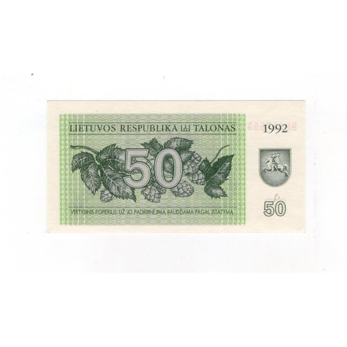 830 - Lithuania 50 Talonas dated 1992, the key note for this series, serial NC017003 (TBB B152, Pick41) Un... 