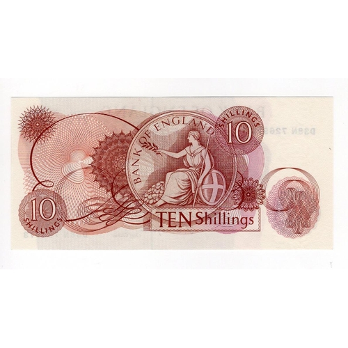 95 - Fforde 10 Shillings issued 1967, LAST RUN 'D38N' prefix, serial D38N 726973 (B310, Pick373c) about U... 