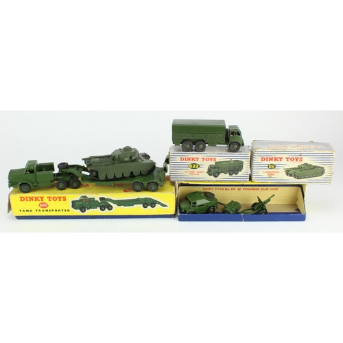 105 - Dinky Toys. Four boxed Military Dinky Toys, comprising no. 622 '10-Ton Army Truck', no. 651 'Centuri... 