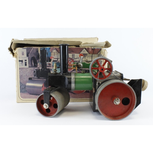 130 - Mamod SR1a steam roller, burner and steering rod present, contained in original box