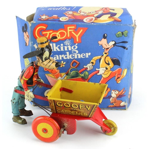 131 - Marx Toys. Goofy the Walking Gardener tinplate toy, not working height 19cm approx., contained in or... 