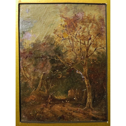 172 - Constable, Lionel? (unverified) British 1828–1887. Oil on board depiciting a figure walking along a ... 